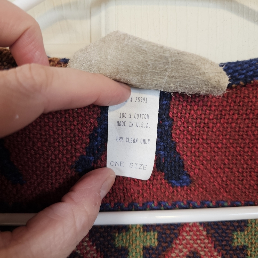 Painted Pony Tapestry Knit Southwestern Bear Country Concho Fringe Vest - Picture 7 of 7